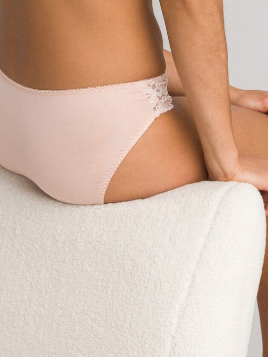 Euphonie Ψηλόμεσα Γυναικεία String 2Pack με Δαντέλα Ροζ