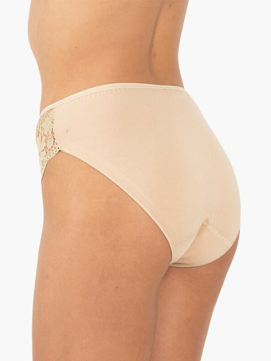 A.A UNDERWEAR Tai Plus Baumwolle Hohe Taille Damen Slip 2Pack Nahtlos mit Spitze Beige