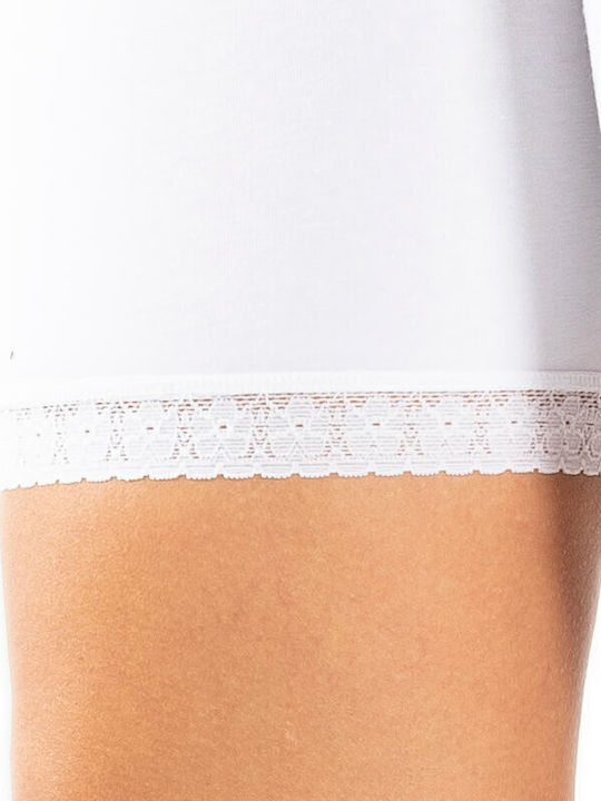 Plus High-waisted Women's Boxer with Lace White