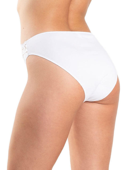 A.A UNDERWEAR Βαμβακερά Γυναικεία Slip 2Pack με Δαντέλα Λευκά