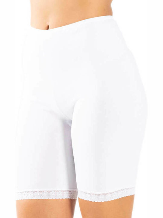 Plus High-waisted Women's Boxer with Lace White