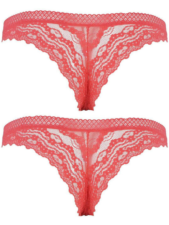 G Secret Damen Zeichenfolge 2Pack mit Spitze Rot