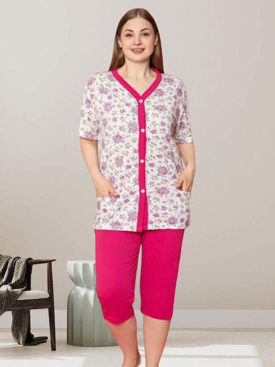 Asel Summer Women's Pyjama Set Cotton Fuchsia