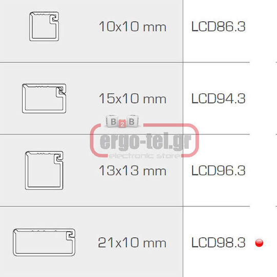 Arnocanali Cable Channel with Sticker made of Plastic White Set of 11pcs 1m