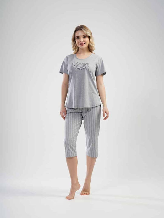 Vienetta Secret Sommer Damen Pyjama-Hose Gray