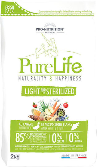 Flatazor Pure Life Light & Sterilized 2kg Ξηρά Τροφή Διαίτης, χωρίς Σιτηρά & Γλουτένη Στειρωμένων Σκύλων με Πάπια και Ψάρια