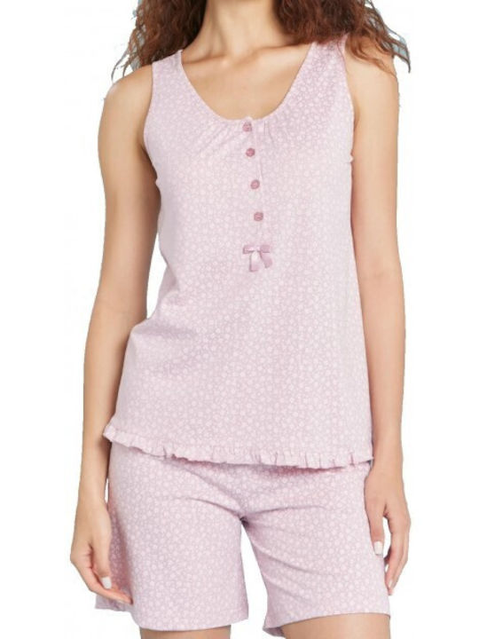 Noidinotte Sommer Damen Baumwolle Pyjama-Oberteil Flieder