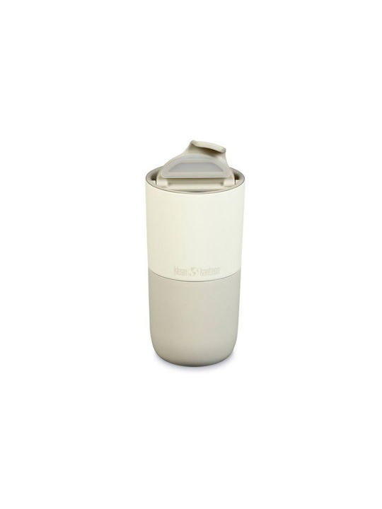 Klean Kanteen Rise Tumbler Glas Kaffee/Freddo / Cocktail/Trinken / Wasser aus Edelstahl in Beige Farbe mit Strohhalm 473ml