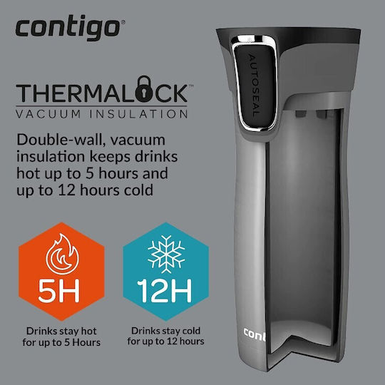 Contigo West Loop Ποτήρι Θερμός Ανοξείδωτο BPA Free 470ml Μαύρο με Επιστόμιο