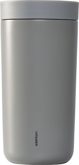 Stelton To Go Click Thermal Ποτήρι Θερμός Ανοξείδωτο 400ml Soft Light Grey