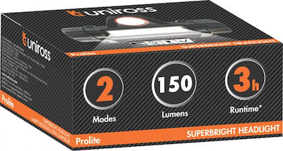 Uniross Rechargeable Headlamp LED with Maximum Brightness 150lm