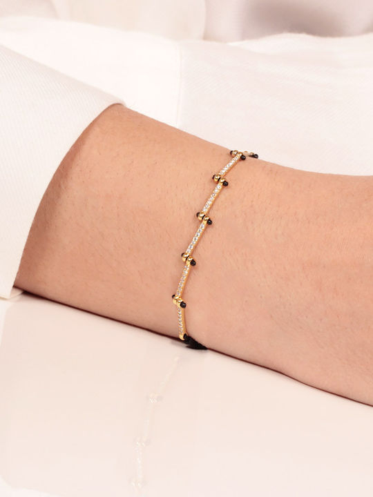 Abadianakis Bracelet Macrame made of Cord Gold Plated