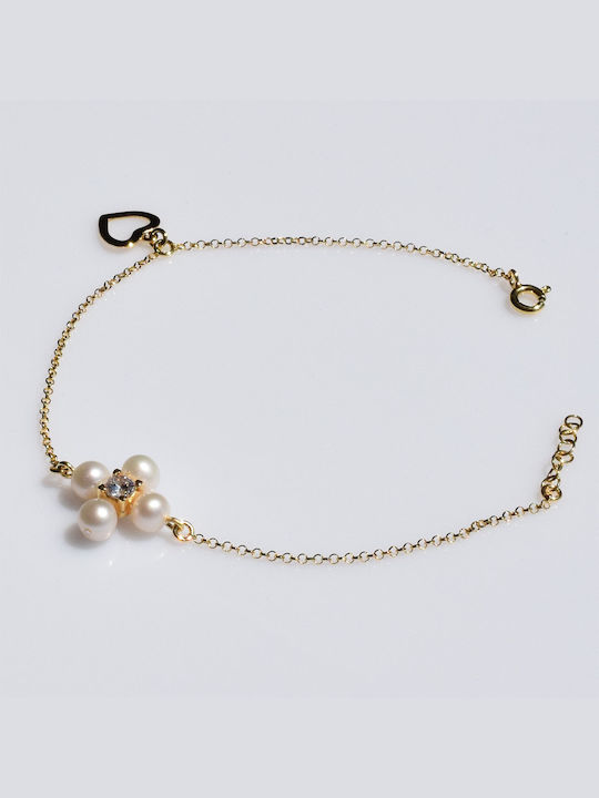 Bizoutaki Bracelet Chain made of Silver Gold Plated with Pearls