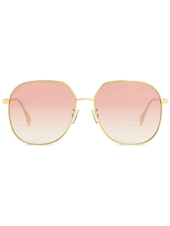 Fendi Sonnenbrillen mit Gold Rahmen und Rosa Verlaufsfarbe Linse FE40069U 30T