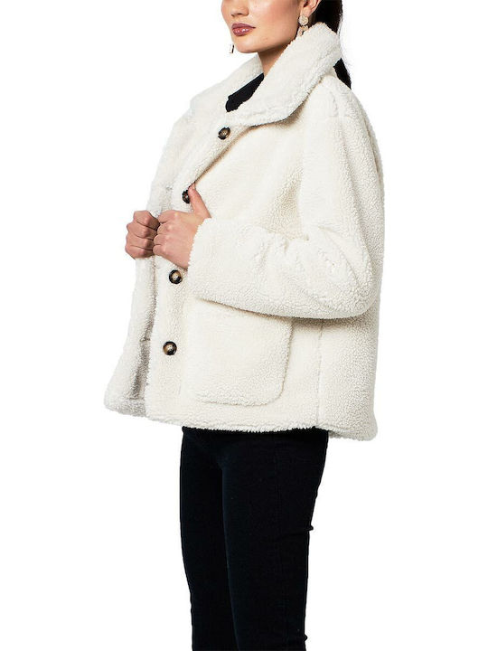 Rut & Circle Women's Short Puffer Jacket for Winter White