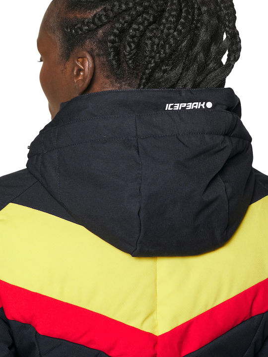 Kurz Damen Puffer Jacke mit pelziger Kapuze für Winter Blau