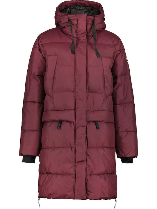 Lungă Jachetă de femei Puffer Burgundy