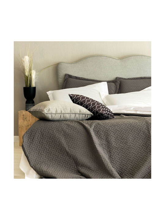 Aslanis Home Venetian Pillowcase Set Oxford Quilted Gray 52x72cm.