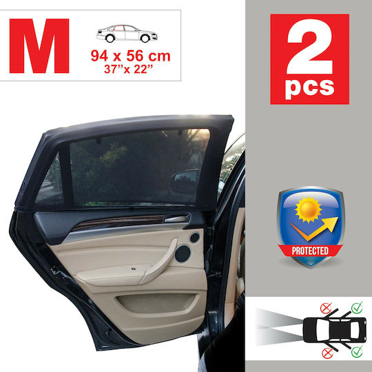 Car+ Seitliche Auto-Sonnenschütze Schwarz gefärbt 95x54cm 2Stück