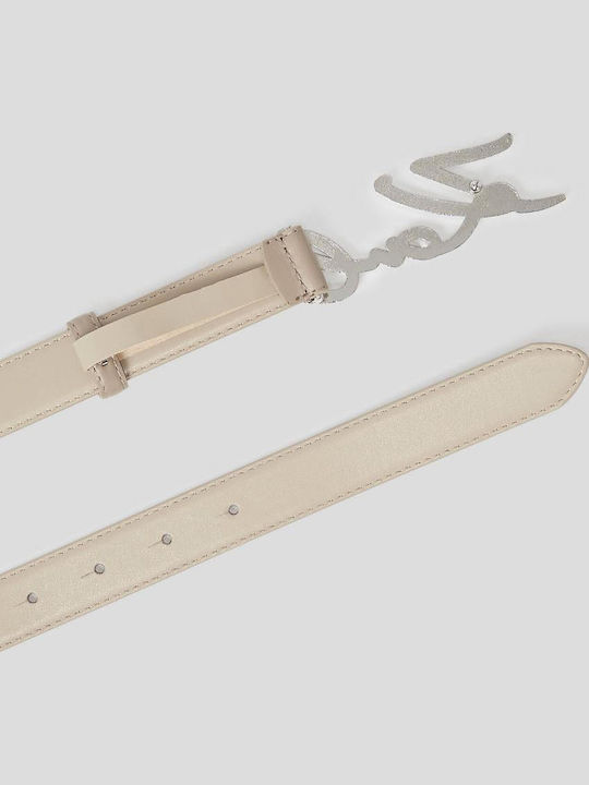 K/signature Leather Women's Belt Beige