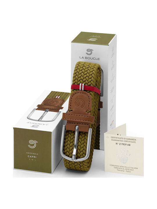 Men's Belt Leather Knitted Green