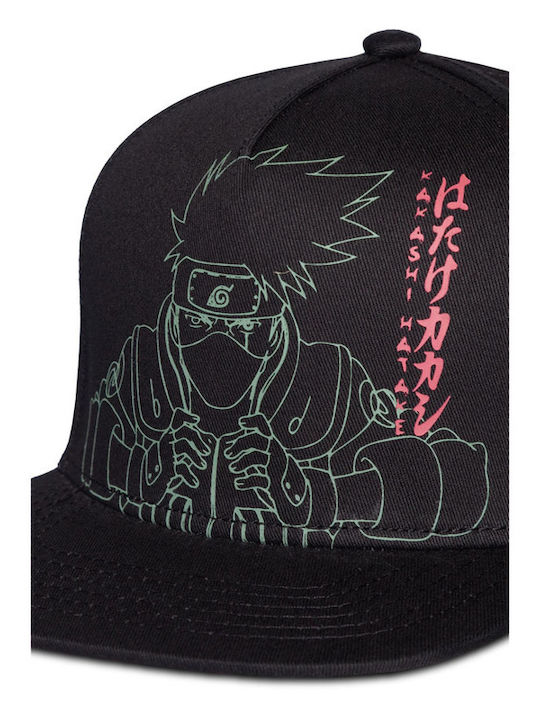 Naruto Shippuden Kakashi Line Art Men's Jockey with Flat Brim Black