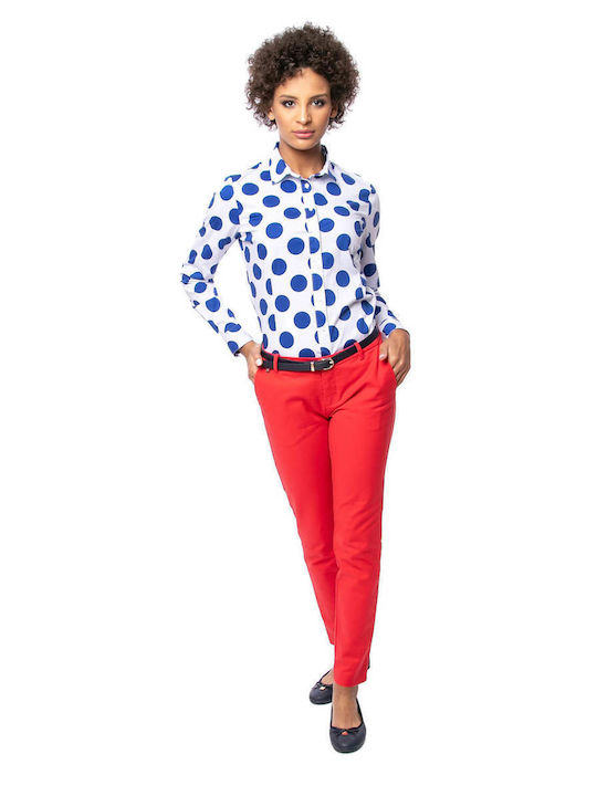 Heavy Tools Women's Polka Dot Long Sleeve Shirt Blue