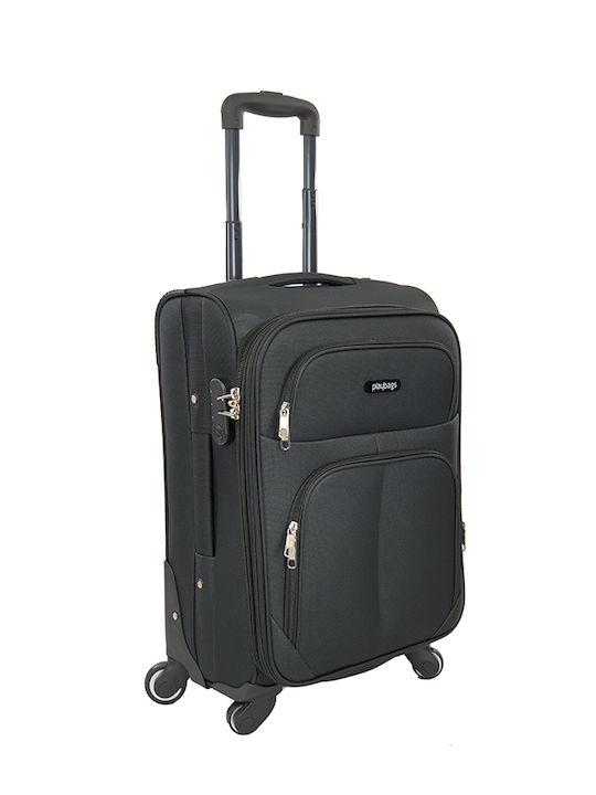 Playbags Βαλίτσα Ταξιδίου Καμπίνας Υφασμάτινη Μαύρη με 4 Ρόδες Ύψους 55εκ.