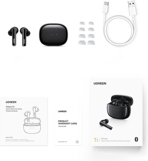 Ugreen HiTune T3 In-ear Bluetooth Handsfree Ακουστικά με Θήκη Φόρτισης Μαύρα