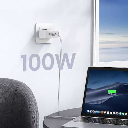 Ugreen Charger Without Cable GaN with USB-A Port and 3 USB-C Ports 100W Whites (Tech Fast )