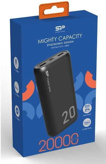 Silicon Power GS15 Power Bank 20000mAh με 2 Θύρες USB-A Μαύρο