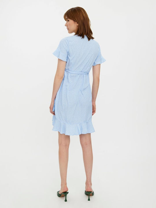 Vero Moda Henna Mini Summer All Day Dress Wrapped Blue Bell