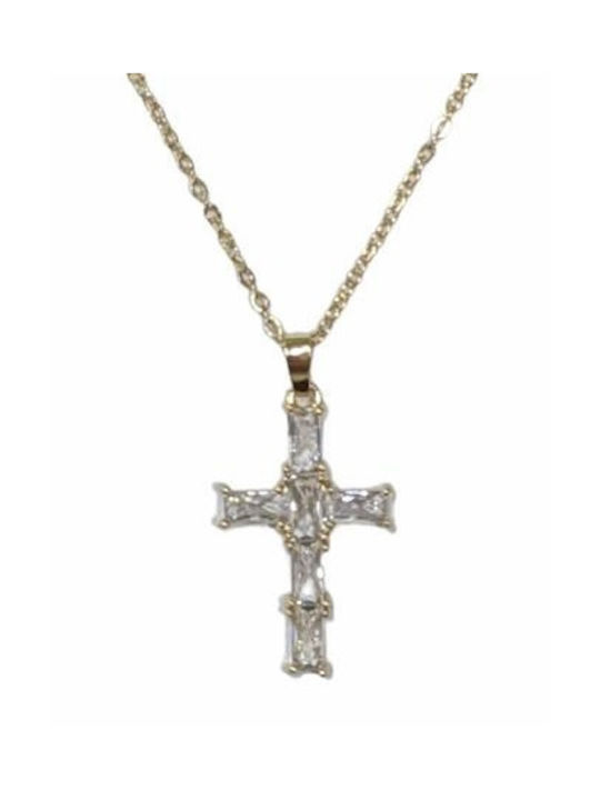 Tatu Moyo Cross from Gold Plated Steel with Chain