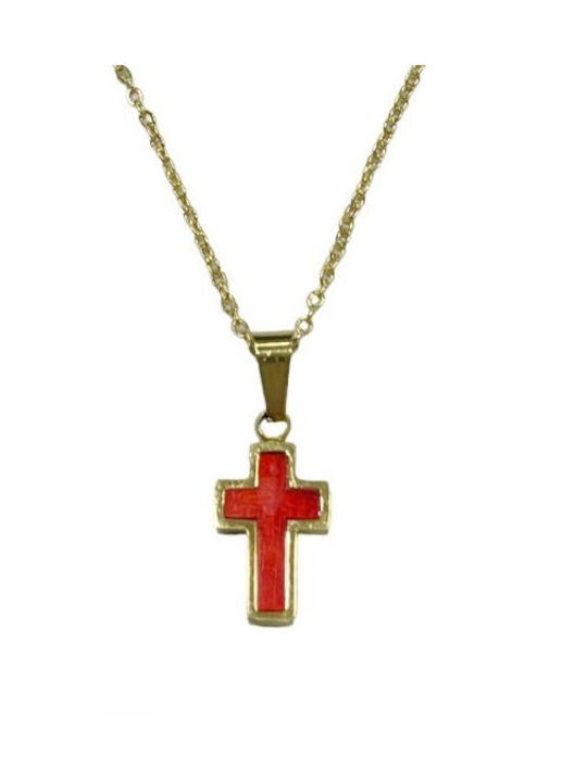 Tatu Moyo Cross from Gold Plated Steel with Chain