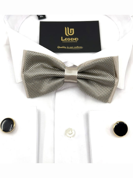 Legend Accessories Set Papion din material textil cu batista Bej