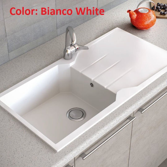 Sanitec Ultra Granite Drop-In Spüle aus Verbundgranulat B86xT50cm Bianco