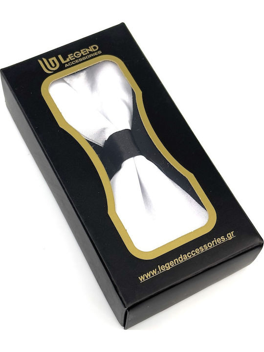 Legend Accessories Σετ Υφασμάτινo Παπιγιόν με Μαντήλι Λευκό
