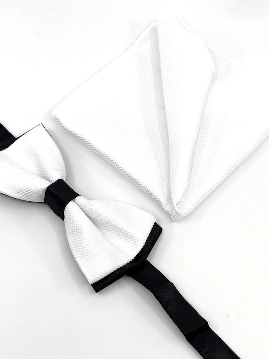 Legend Accessories Set Papion din material textil cu batista Alb