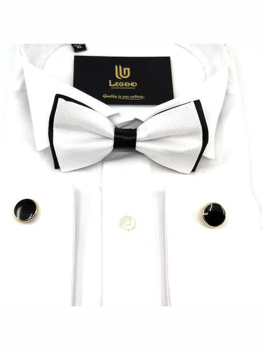 Legend Accessories Set Papion din material textil cu batista Alb