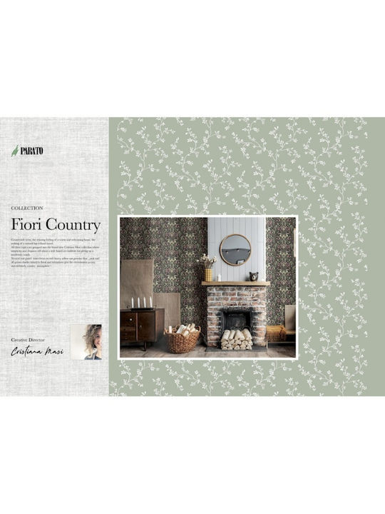 Wallpaper Fiori Country 8 Paper Green L1005xW53cm