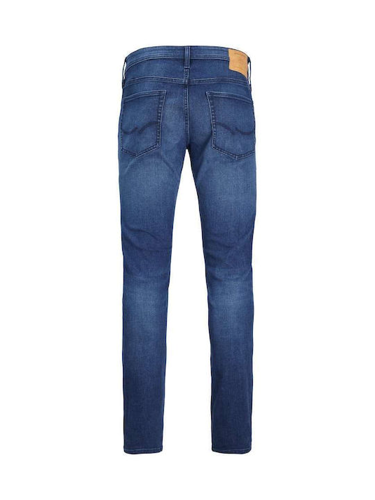 Men's Elastic Jeans Pants with Regular Tapered Fit Blue