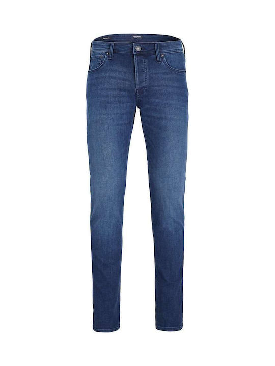 Men's Elastic Jeans Pants with Regular Tapered Fit Blue