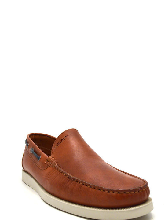 Damiani Men's Leather Moccasins Tabac Brown