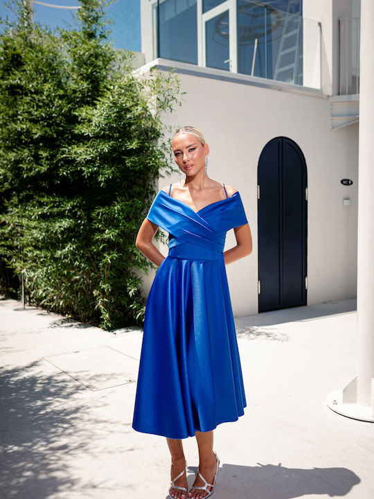 RichgirlBoudoir Summer Midi Dress Satin Blue