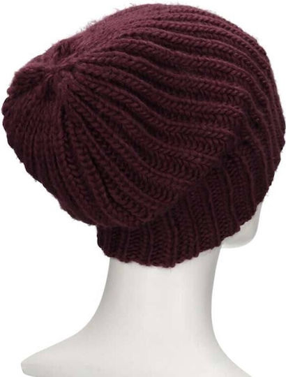 Beanie Σκούφος με Rib Πλέξη σε Κόκκινο χρώμα