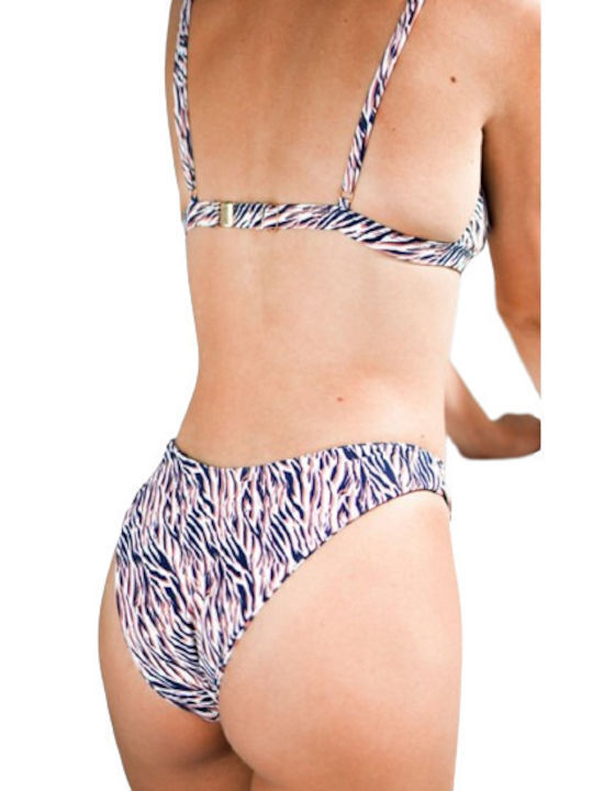 Bikini Set Triangle Top & Slip Bottom White Animal Print