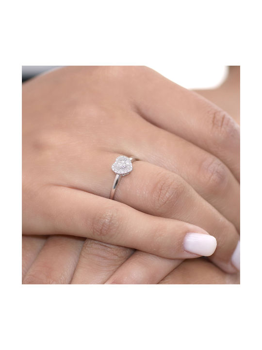 Women's White Gold Ring with Diamond 14K