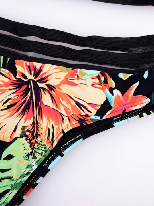 Sushi's Closet Bikini-Set mit Verstärkung Hohe Taille Blumen Mehrfarbig