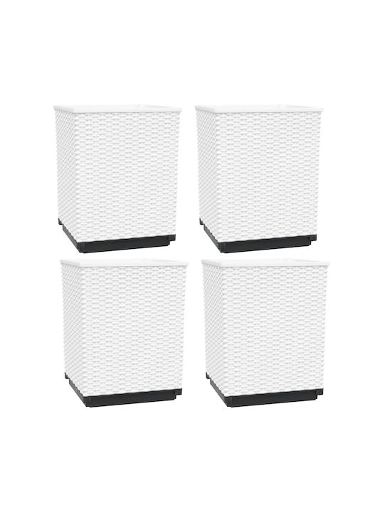 vidaXL Set 4 Planter Box-uri Din Plastic Albe 30 cm