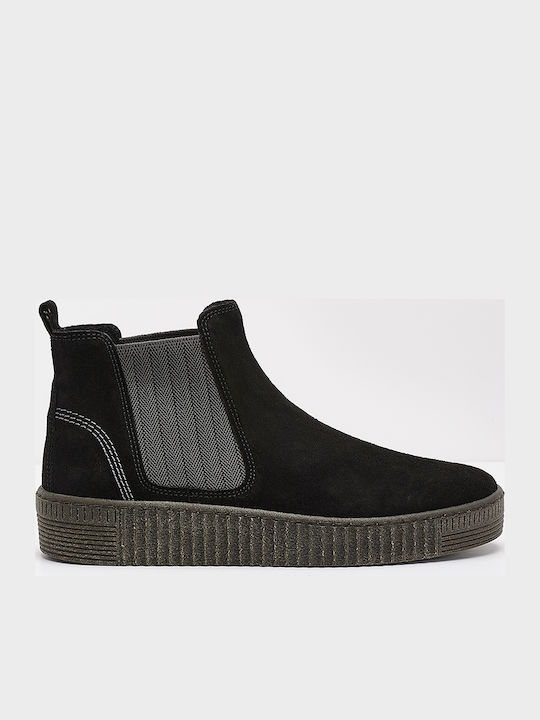 Ghete dama de piele cu Platformă Negru